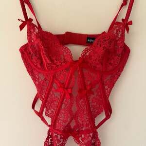 For Love & Lemons Red Lace Corset Underwire Teddy Bodysuit